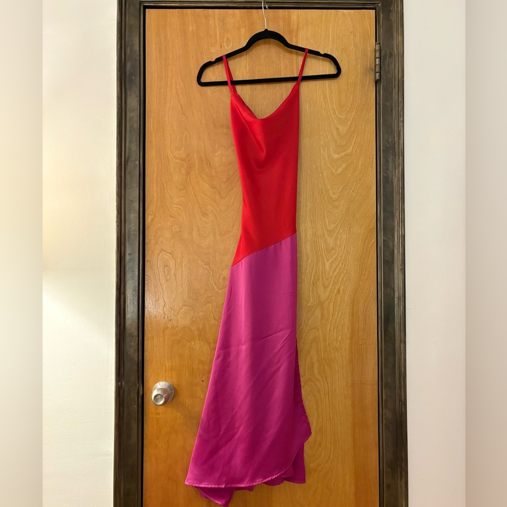 She + Sky Asymmetrical Red and Pink Dress